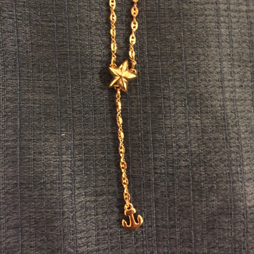 Lariat necklace with star and anchor